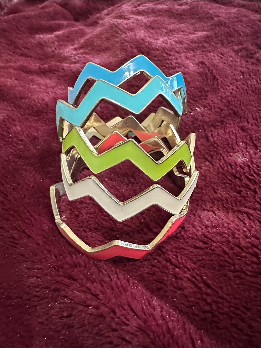 Colorful Chevron Stackable Bracelets - Blue, Green, White, Red